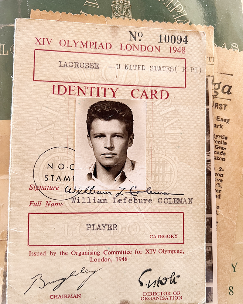 Bill Coleman's Olympic identification card