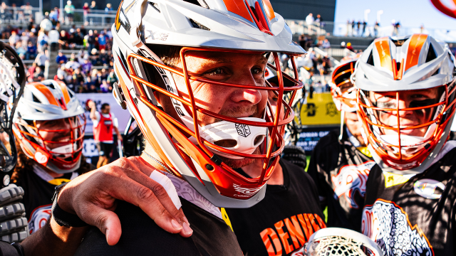 Teammates congratulate Denver Outlaws rookie Graham Bundy Jr. after a breakout performance in Minnesota