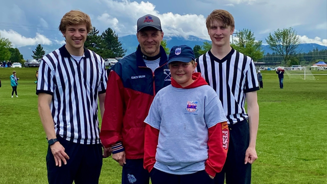 Brian O'Rourk pictured with three of his children.