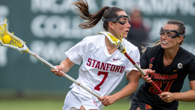 Stanford's Sarah Jacques, pictured in a 2024 game against USC, in an incredible place in terms of offensive depth, headlines the Cardinal's offensive depth going into 2025.