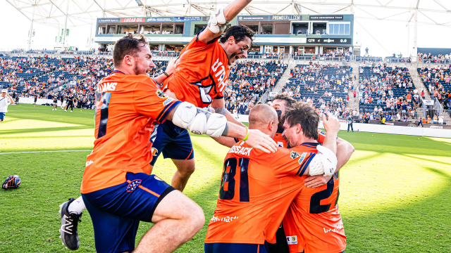 Archers players celebrate their second PLL title.