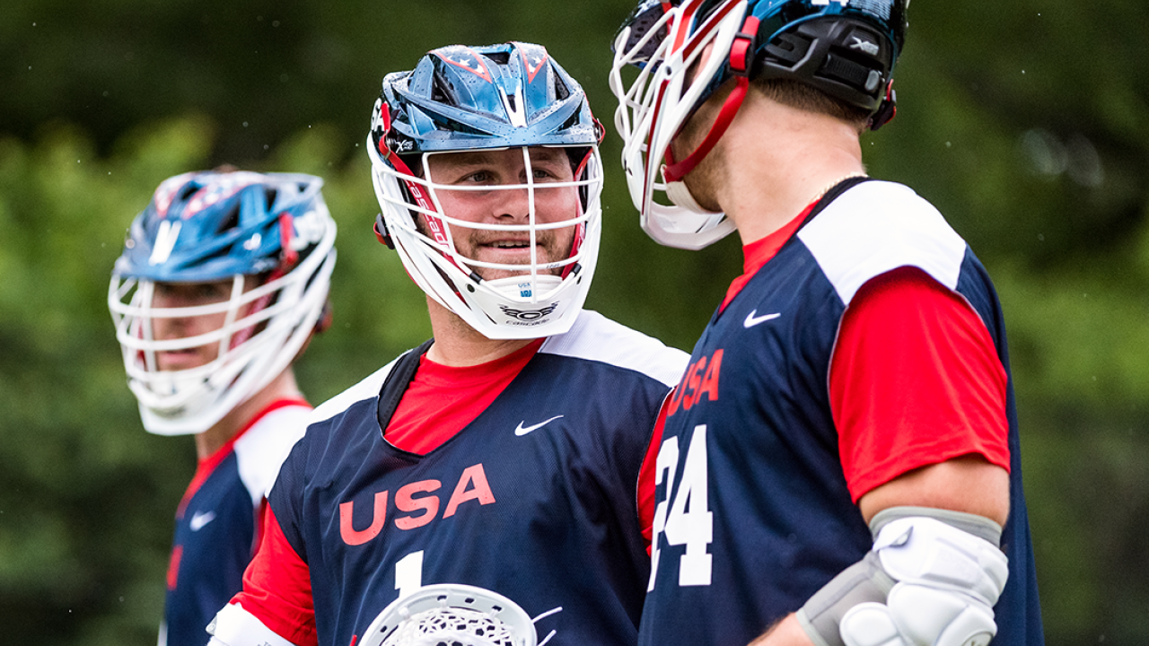 Matt Rambo (1) and Brennan O'Neill (24) at the U.S. men's national team's training camp in Durham, N.C.