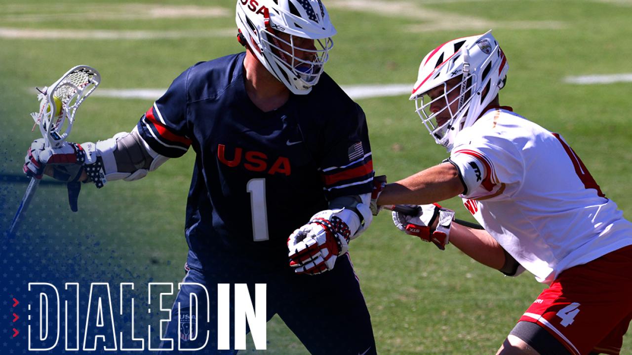 Matt Rambo looks to make a move against England during Sunday's 18-1 victory.