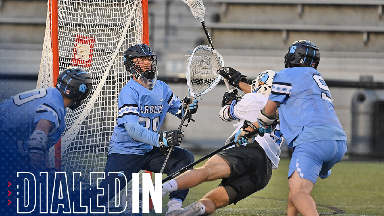 Goalie Collin Krieg made 14 saves Tuesday in North Carolina's 11-7 win at Johns Hopkins.