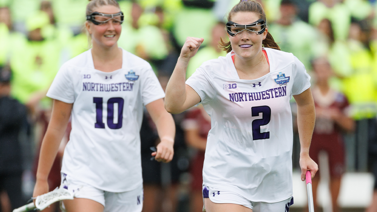 Dylan Amonte and Erin Coykendall celebrate against Boston College.