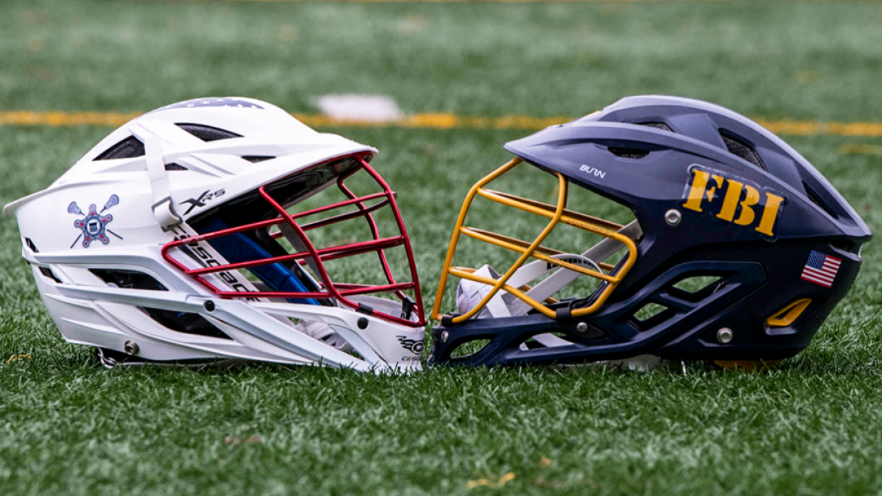 Helmets on display