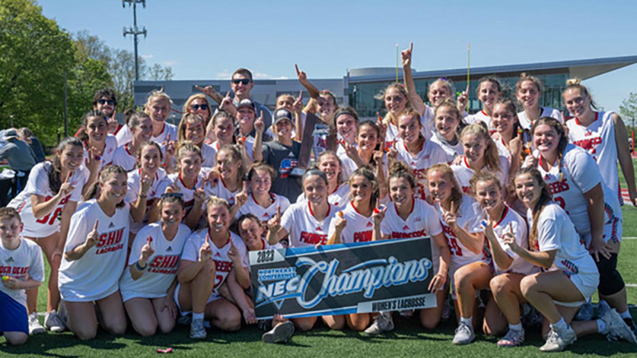 Sacred Heart women celebrate