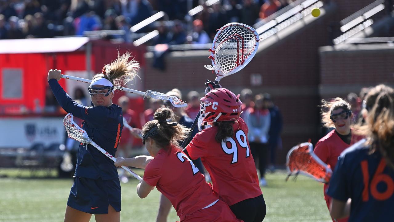 Virginia's Morgan Schwab shoots behind the back