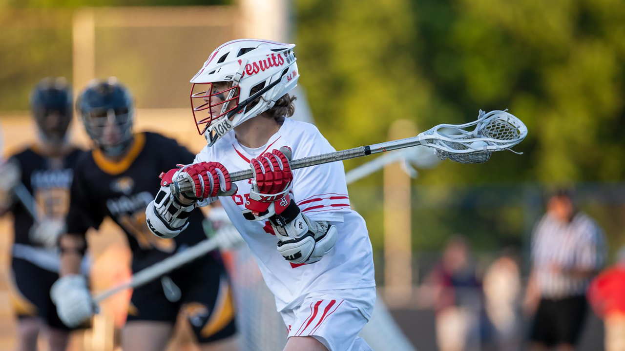 Fairfield Prep (Conn.) boys' lacrosse player Timothy Shannahan in action