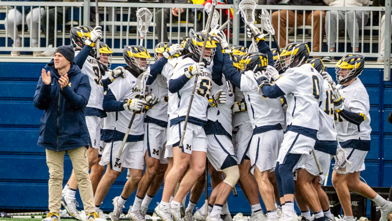 Michigan men's lacrosse team celebrationn