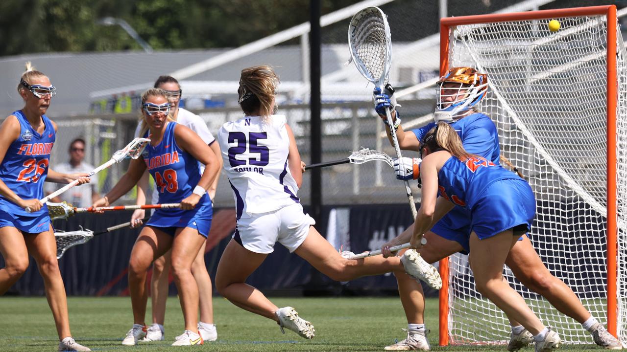 Northwestern's Madison Taylor dives for goal