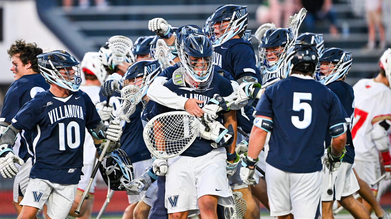 Villanova players celebrate after defeating Denver