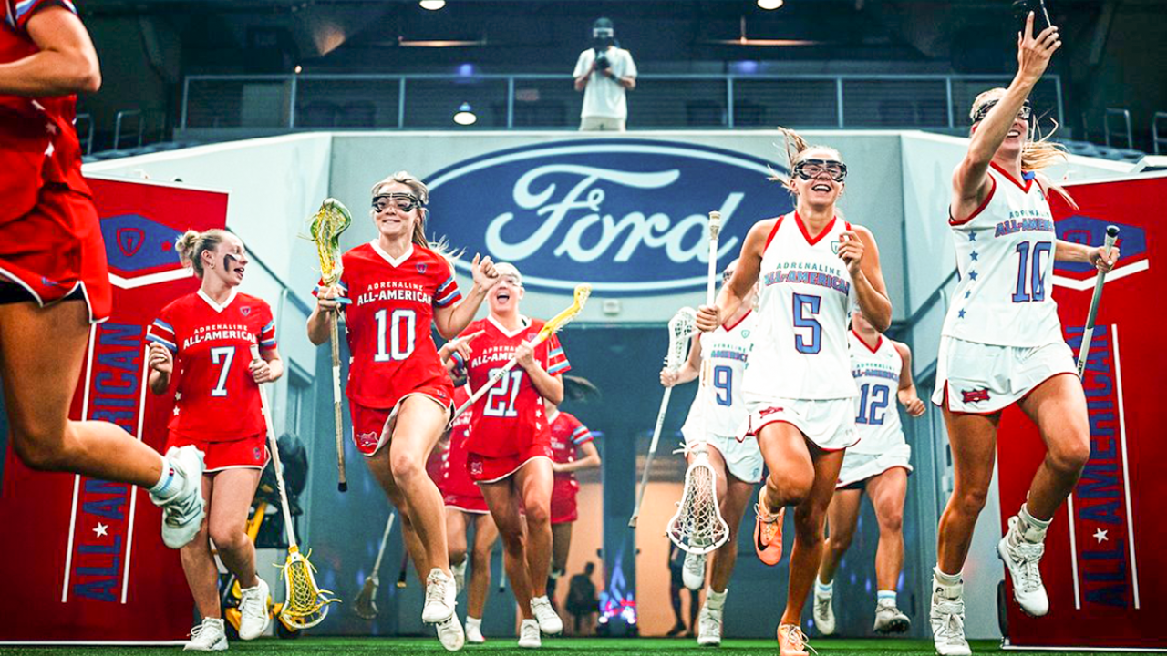 Players emerging from the tunnel before the Adrenaline All-American Game at The Star in Frisco, Texas