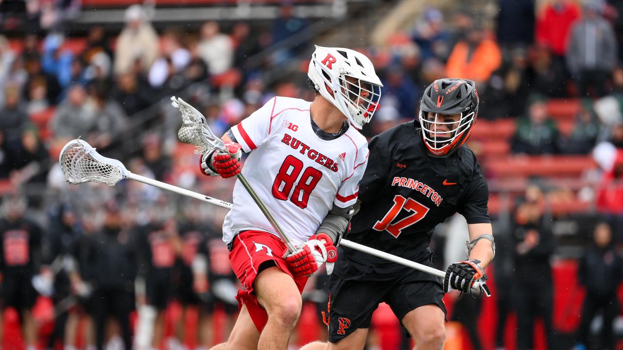 Rutgers' Colin Kurdyla, pictured in action against Princeton, had 20 goals and 10 assists for the Scarlet Knights as a freshman.