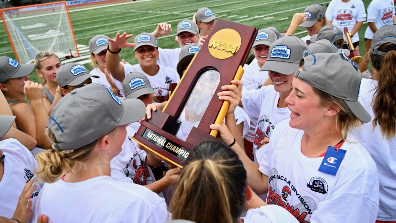 Tampa women's lacrosse celebrates its national championship.