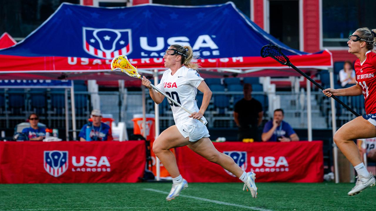 Ally Kennedy sprints upfield against Great Britain