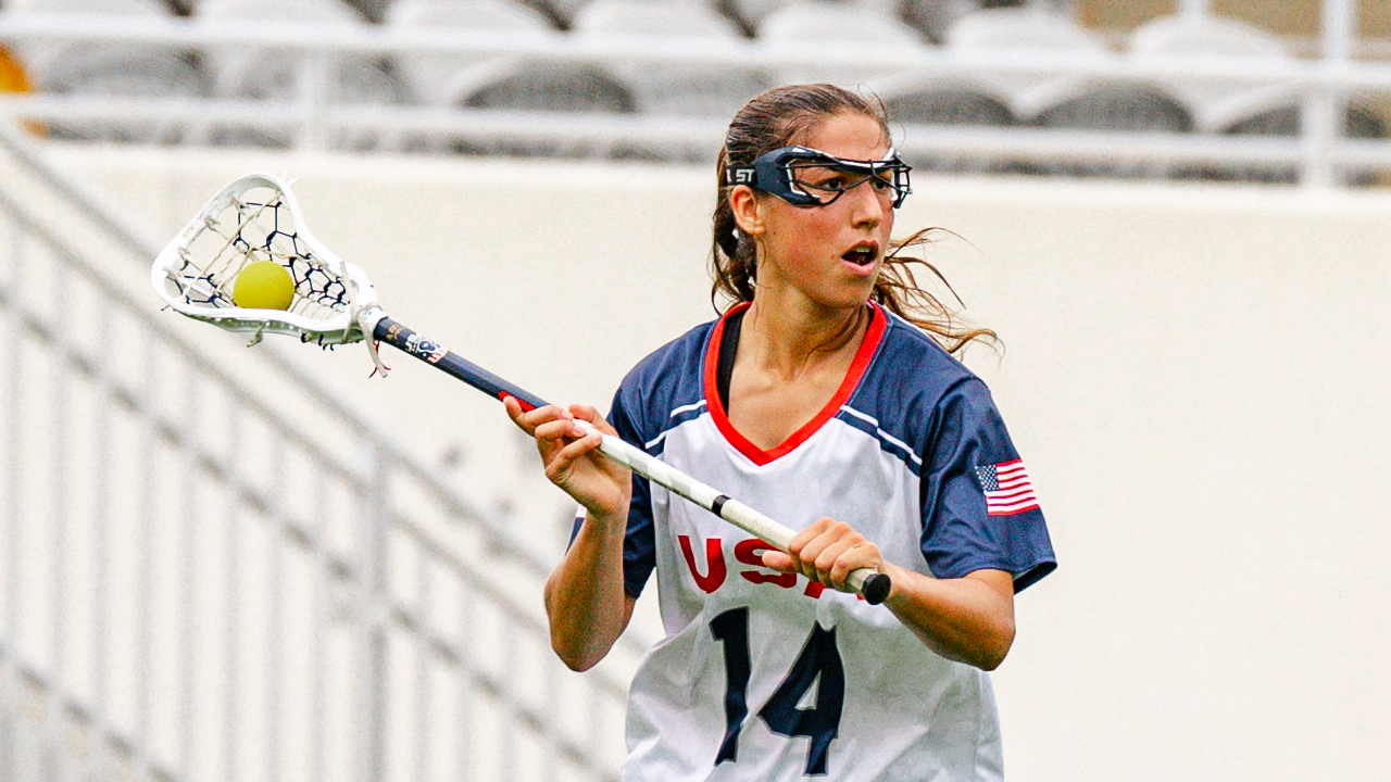 Emma LoPinto in action at the 2024 World Lacrosse Women's U20 Championship in Hong Kong.