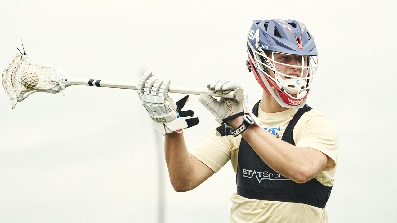 USA Lacrosse National Team Development Program athlete wearing a STATSports vest with GPS tracker