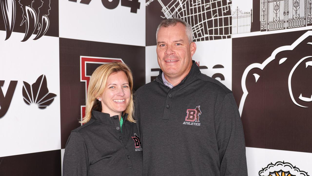 Brown head coach Jon Torpey (right)